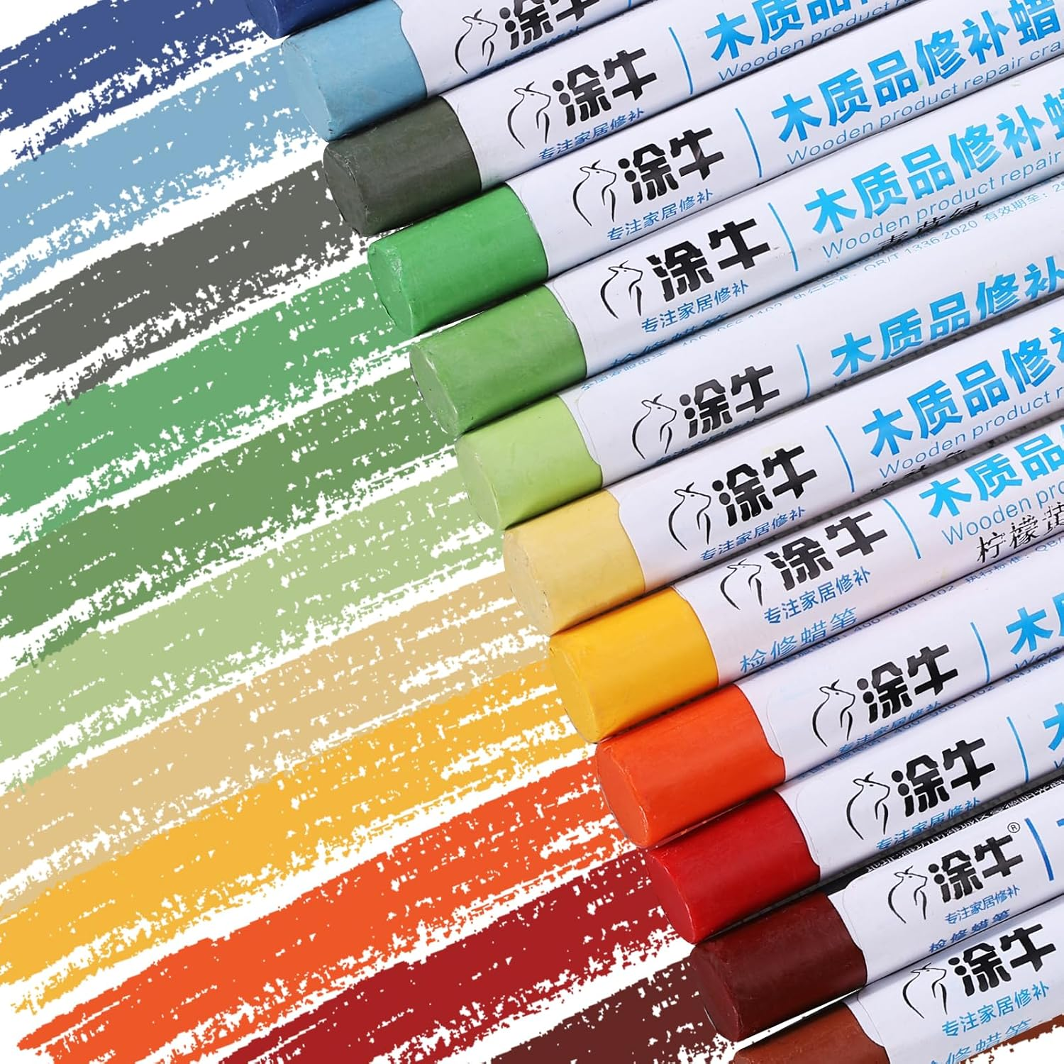 Uxcell Wood Filler Sticks Wood Furniture Scratch Repair Filler Sticks Furniture Touch up Markers with Yellow Scraper for Wood Holes Wood Floor Table Door Cabinet, Powder Oak image number 5