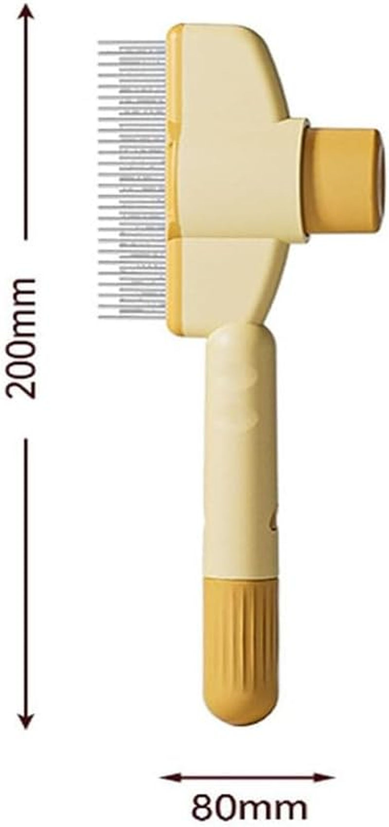 Pet Hair Removal Comb with Release Button, Dog and Cat Grooming Brush for Short and Long Hair, Flea Comb and Shedding Tool for Indoor Pets (Yellow)