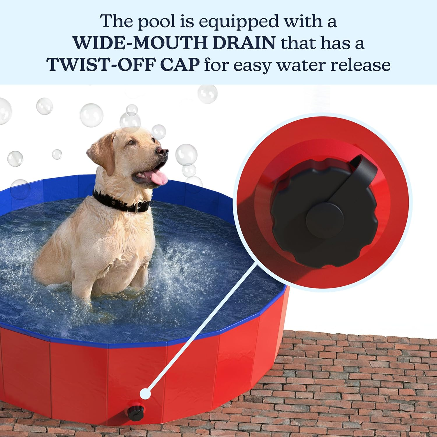Pet Pool and Bathing Tub-Foldable with Carrying Bag Included, Travel Friendly Tub for Bathing or Playtime-For Dogs, Cats and More, 47X12 by Petmaker image number 3