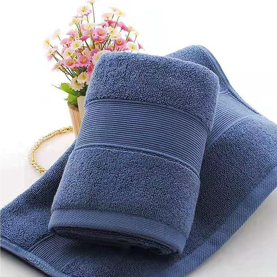 Lchkrep Bathroom Hand Towels (14X30 Inch), Home Soft Cotton Super Soft Highly Absorbent Hand Towels for Bath, Hand, Face, Gym and Spa (Navy Blue,2 Pack) - Blue image number 5