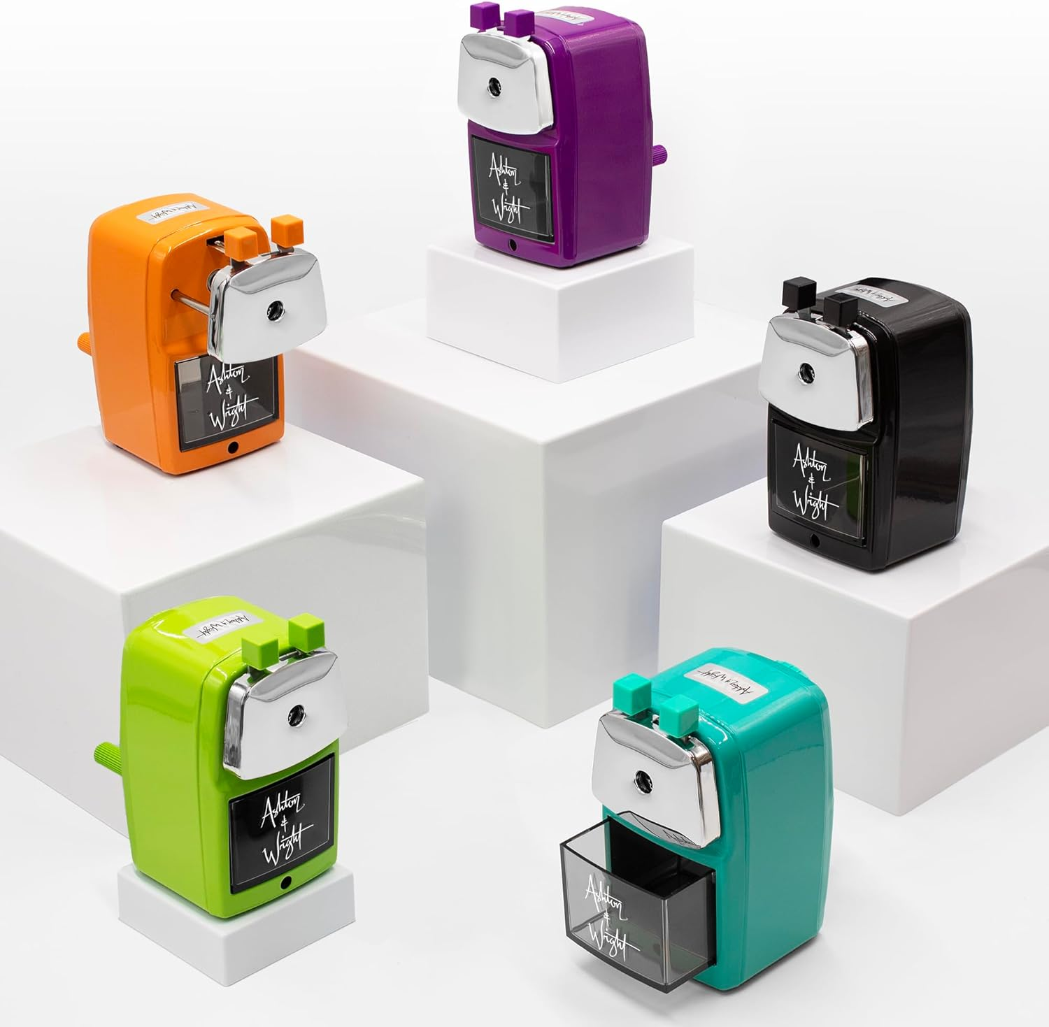 Ashton and Wright - Mechanical Desktop Pencil Sharpener - Teal - Lime Green image number 5