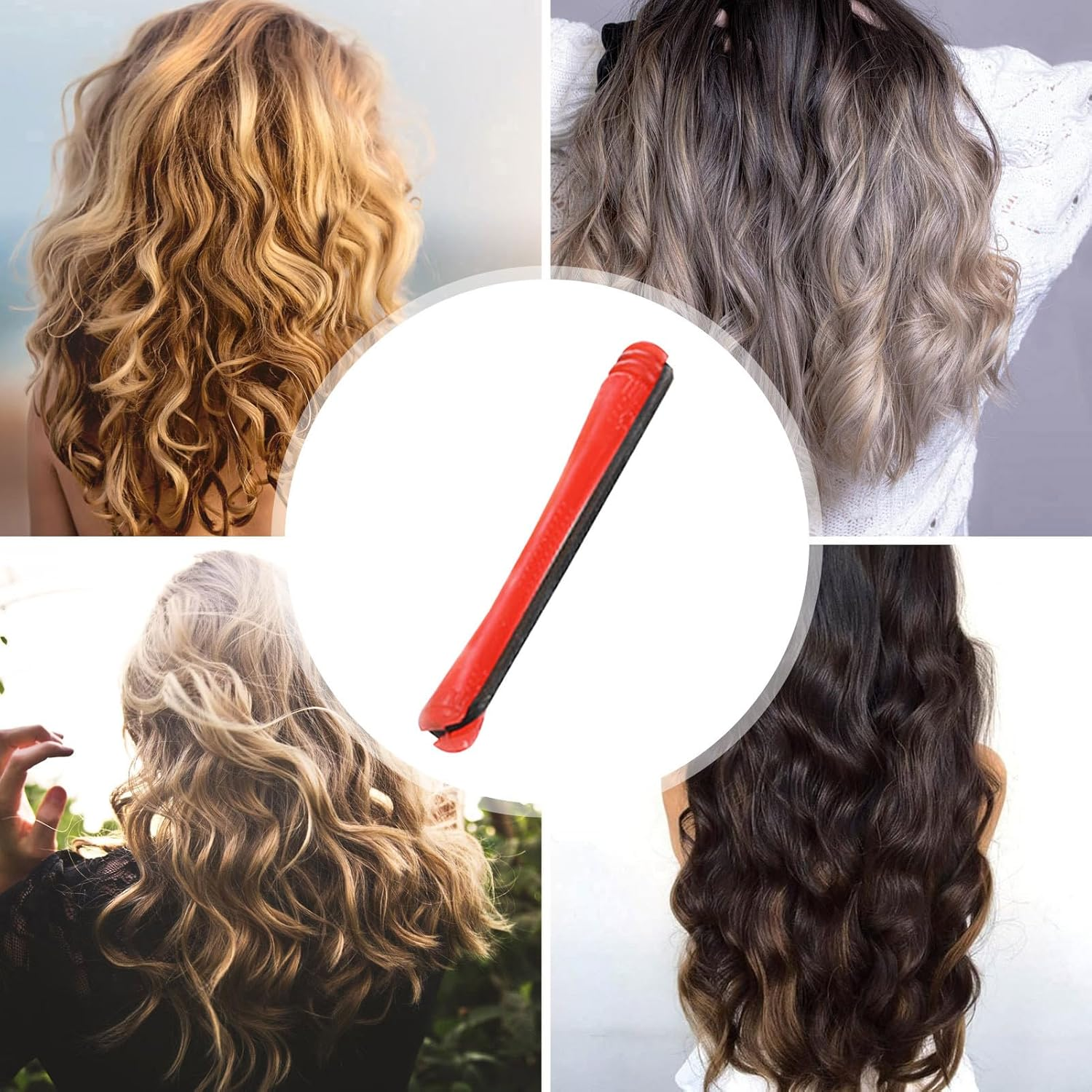 Kezvmhy Heatless Curling Rod, Hair Curler for Women, 12X Curling Wand with Anti-Slip Bands, Heatless Tool, Portable Styler for Home and Travel - Red image number 4