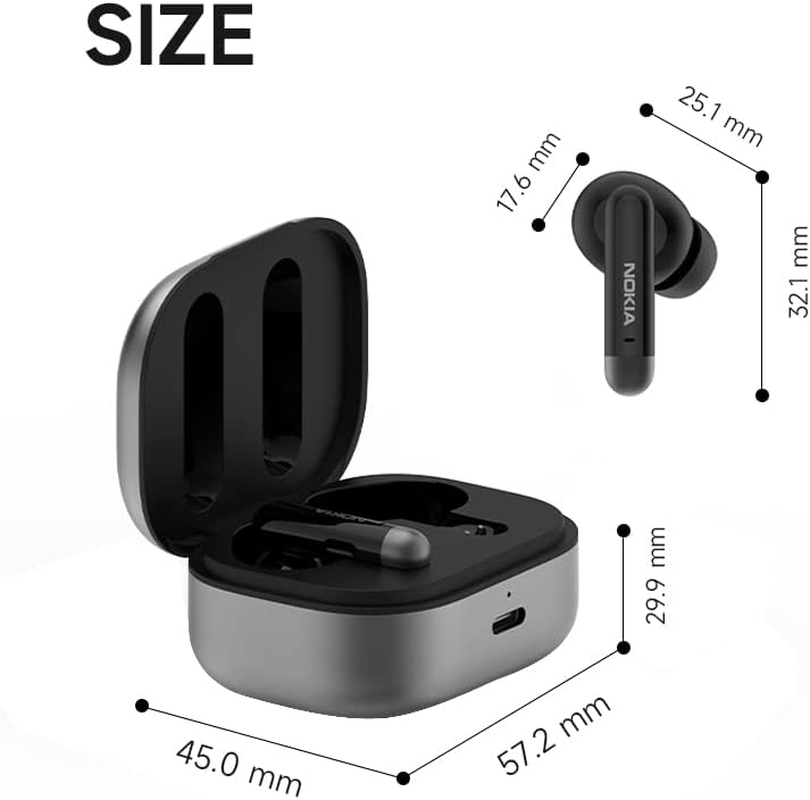 Nokia Essential True Wireless Earphones (E3511), Fully Wireless Earbuds, Bluetooth, Noise Cancellation, External Sound Capture / 25 Hours of Music Playback, Instant Connection, Hands-Free Calling image number 2