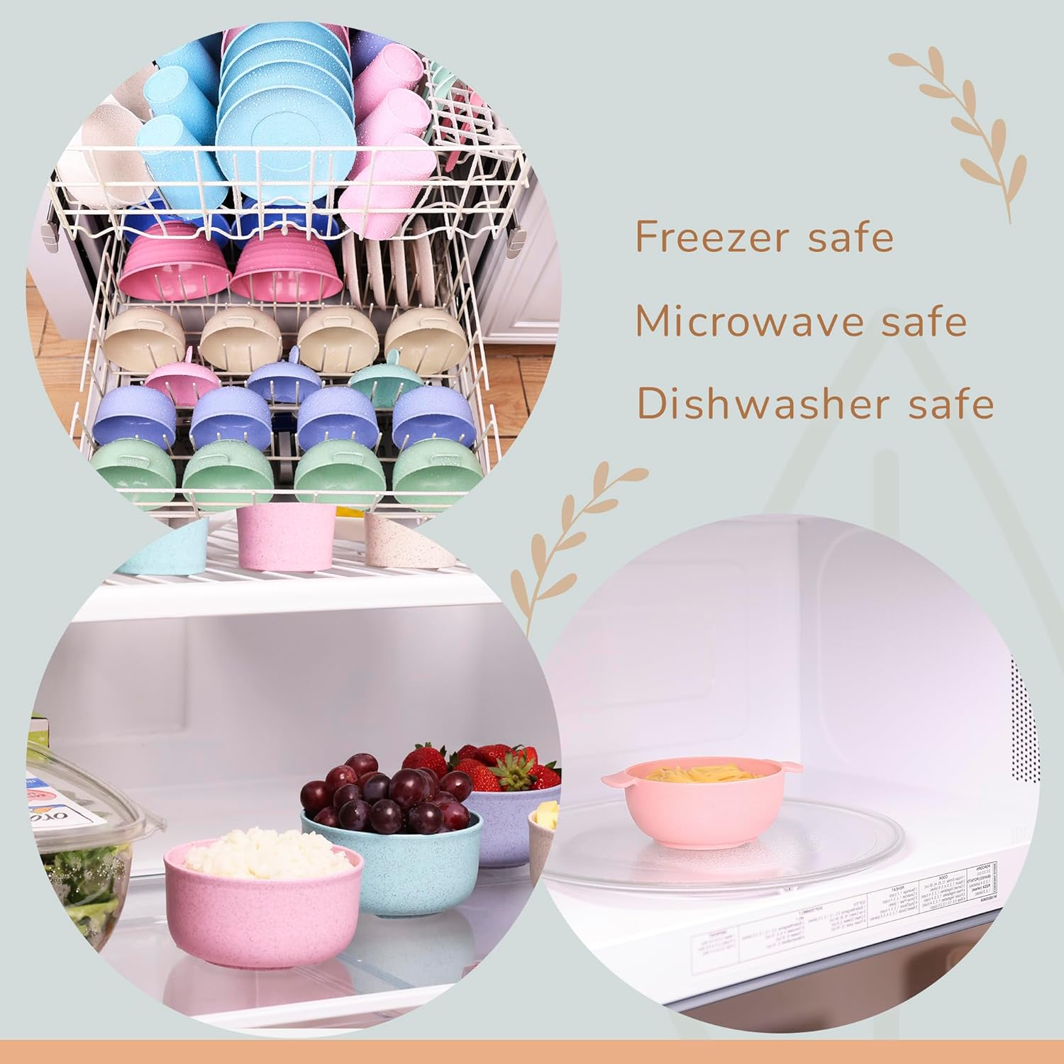 Rightitem Wheat Straw Dinnerware Set - 4 Bowls & 4 Spoons, Reusable, Microwave & Dishwasher Safe, Perfect for Camping or Home Use image number 6