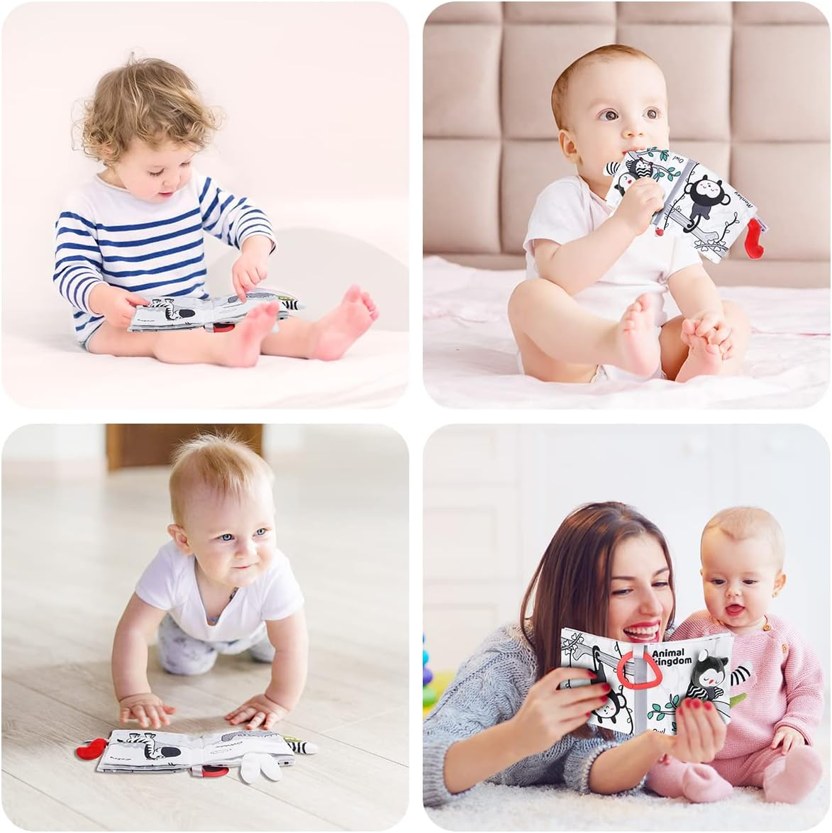 Vicloon Soft Cloth Baby Books, Baby Books 0-6 Months, 3D Black and White High Contrast Soft Cloth Book, Washable Non-Toxic Early Baby Book image number 3