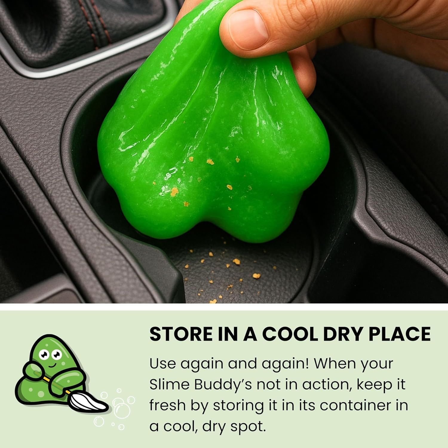Slime Buddies Cleaning Putty Gel | Car Cleaning Gel for Air Vents & Interiors, Computer, Macbook & Laptop Keyboard Cleaner | Clean Hard to Reach Spaces | Surface Dust Cleaner | Apple Scent 160G - Apple image number 3