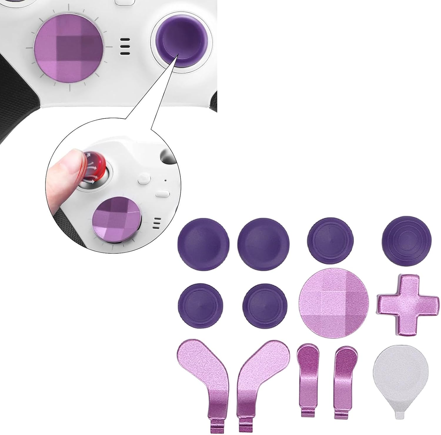 Accessories for Xboxelite Controller Series 2, 17 in 1 Replacement Paddles Thumbsticks Analog Sticks Joystick Parts Repair Kit with 2 D Pads, Tools image number 2