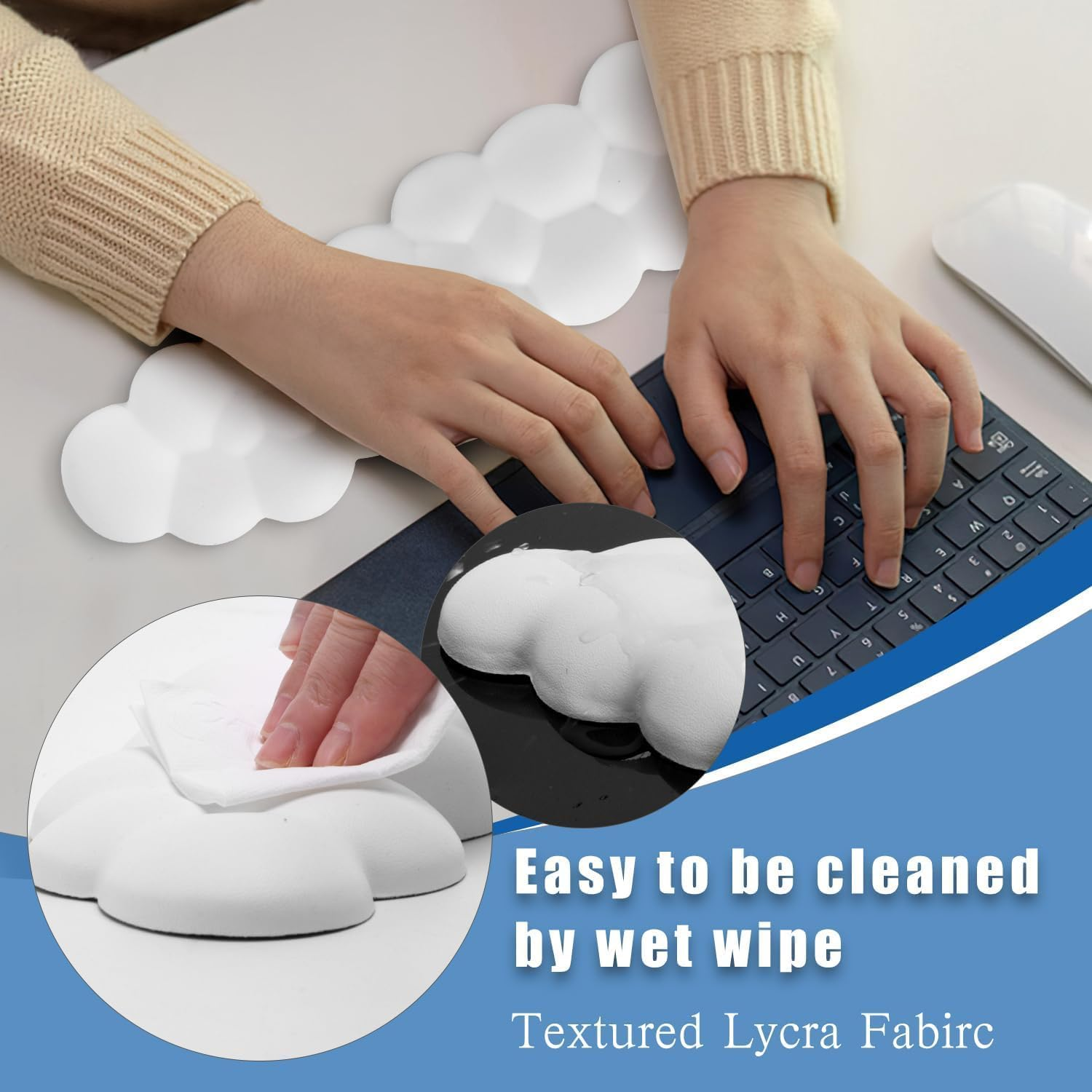 Keyboard and Wrist Rest Pad Set of 2, Geecol Soft Palm Rest PU Leather Memory Foam Soft Keyboard Rest for Wrist Support and Arm Rest, Desk Wrist Pad for PC Gaming/Hand Cushion/Computer/Office - Black image number 3