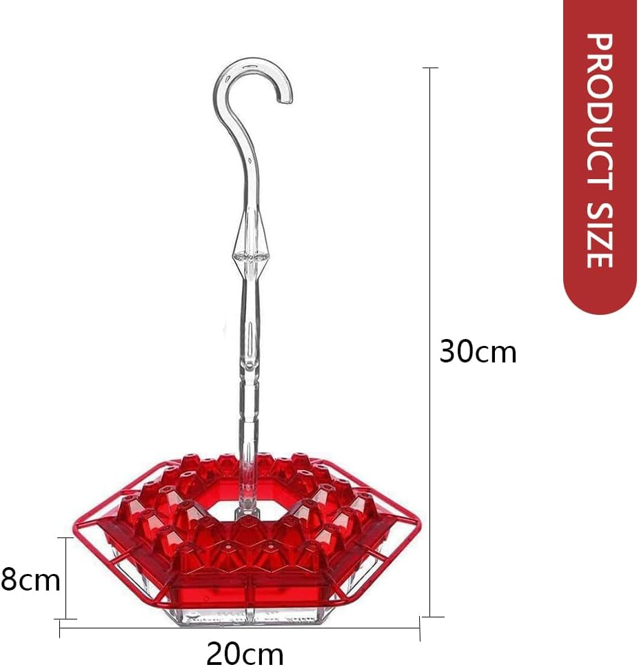 Ranqisys Glass Hummingbird Feeder for Outdoor Use &ndash; Red Hanging Feeder with Moat, Ant & Bee Resistant, Easy to Clean Bird Nectar Feeder for Garden image number 5