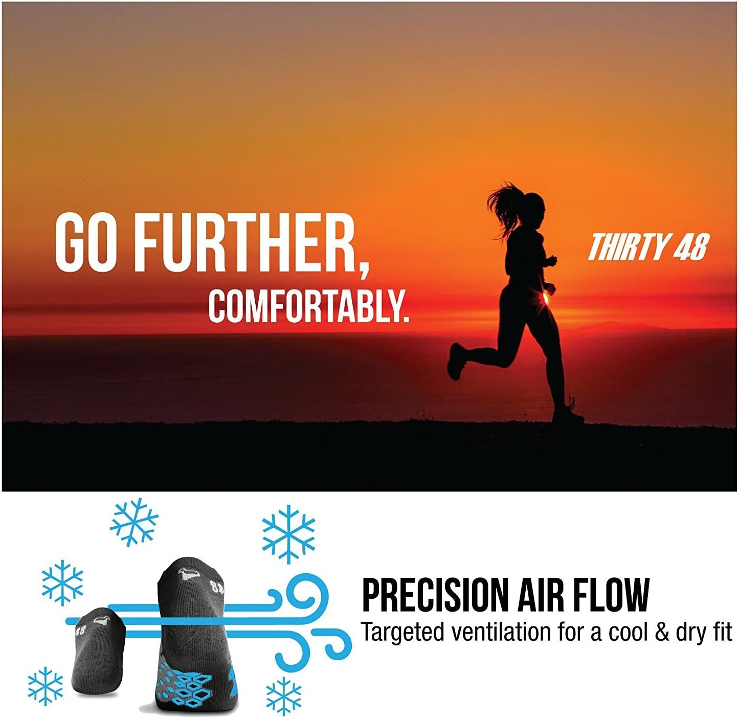 Thirty 48 Running Socks for Men and Women by Features Coolmax Fabric That Keeps Feet Cool & Dry - 1 Pair, 3 Pair, or 6 Pair image number 5