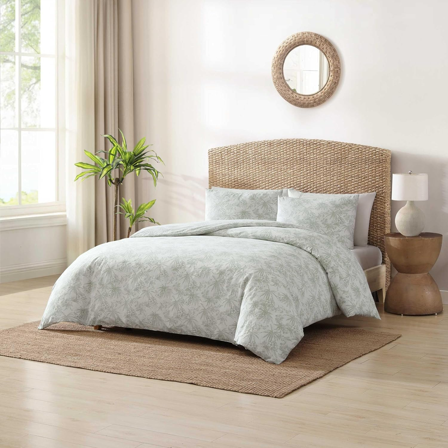 Tommy Bahama- King Duvet Cover Set, Reversible Cotton Bedding Set with Matching Shams, Coastal Home D&eacute;cor (Pen and Ink Light Green, King) image number 6