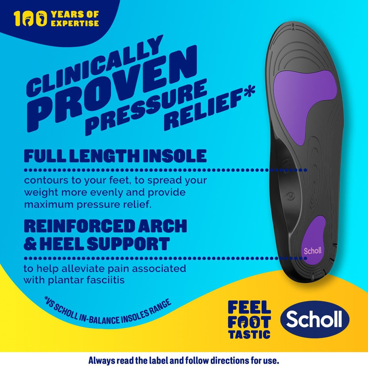 Scholl In-Balance Pain Relief Plantar Fasciitis Orthotic Insole Medium image number 3