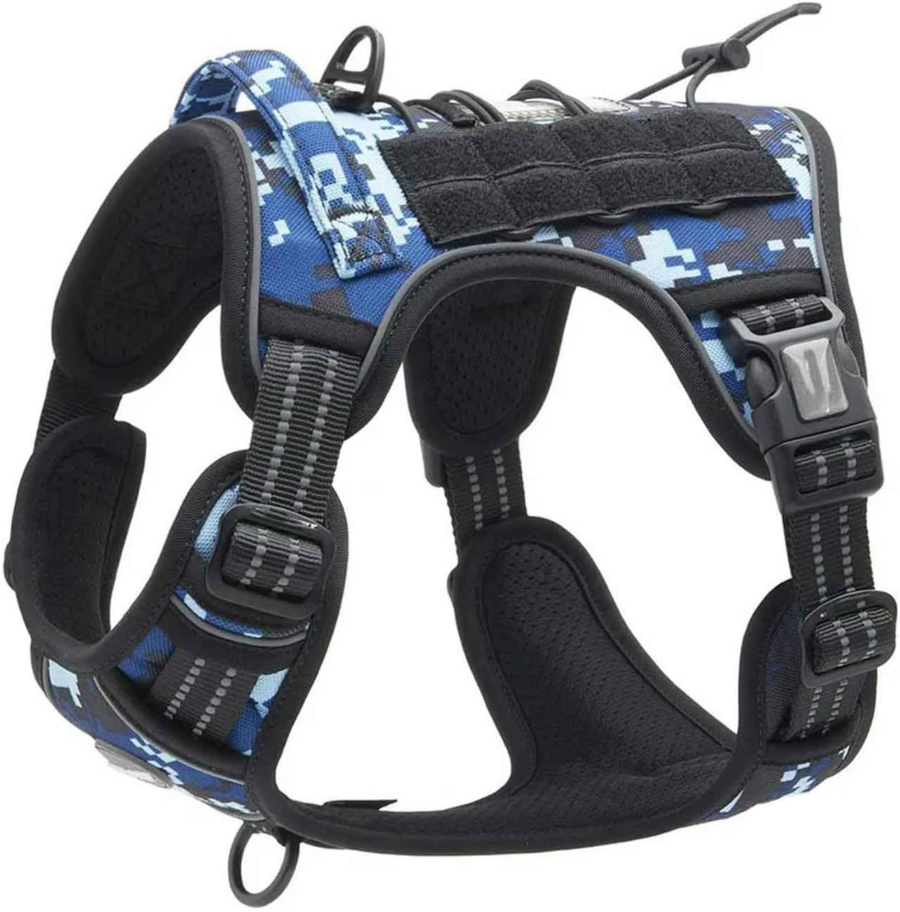 UOSIA Tactical Dog Harness No-Pull Service Dog Vest Harness Adjustable Pet Working Training Military Vest Reflective Escape Proof Molle Dog Harness with Handle for Medium Large Dogs