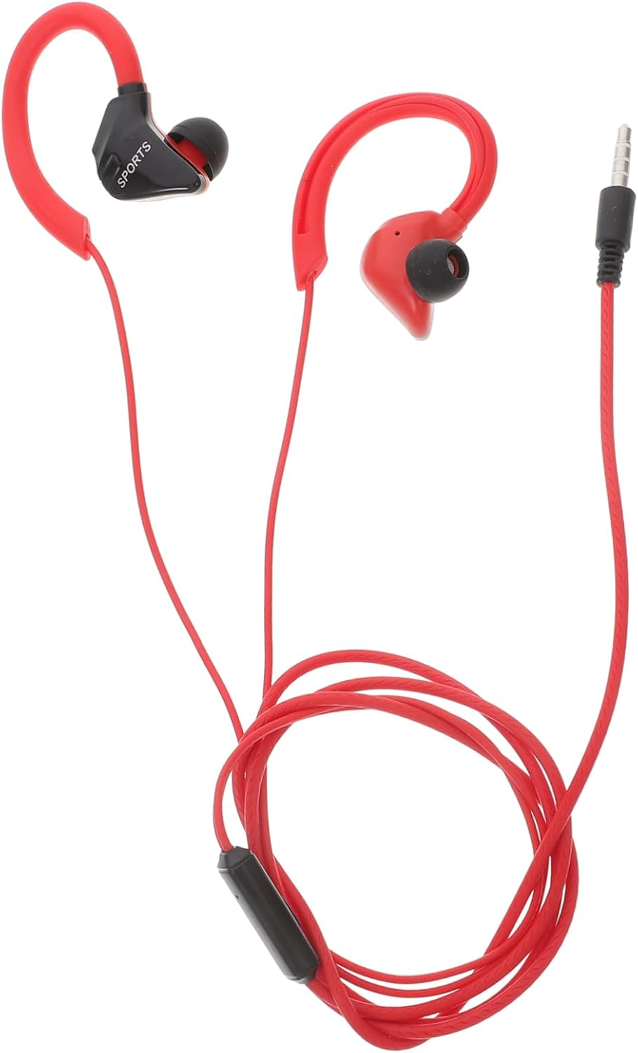 NUOBESTY Wired Ear Hook Headphones Earphones with Mic for Sports Running Fitness Red Wired In-Ear Headset Compatible with 3.5Mm Devices image number 2