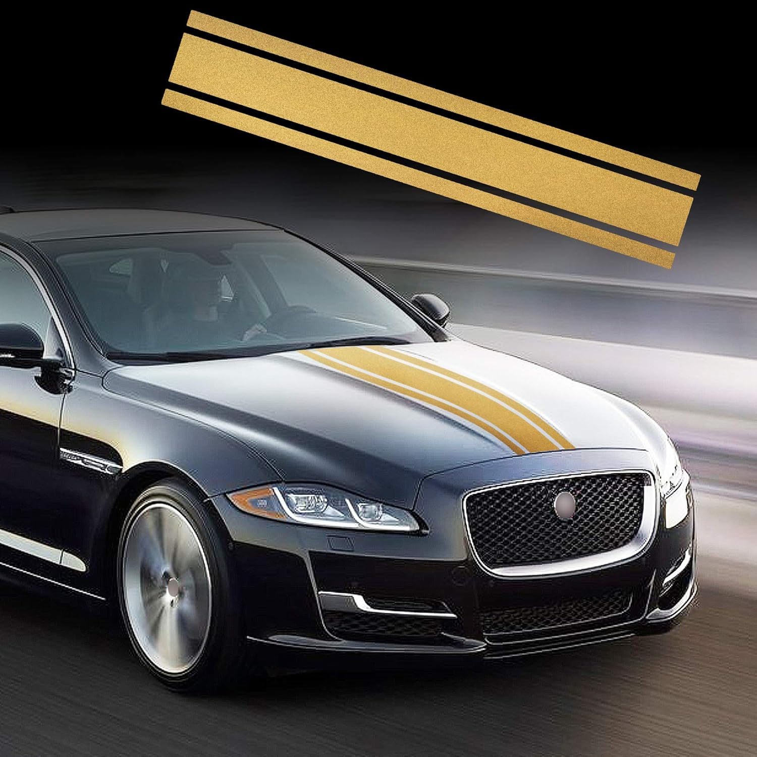 TOMALL 49"X 8.7" Car Hood Stripe Sticker - Auto Racing Body Side Decal, Skirt Roof Hood Bumper Vinyl Modified Decoration for Car (White)