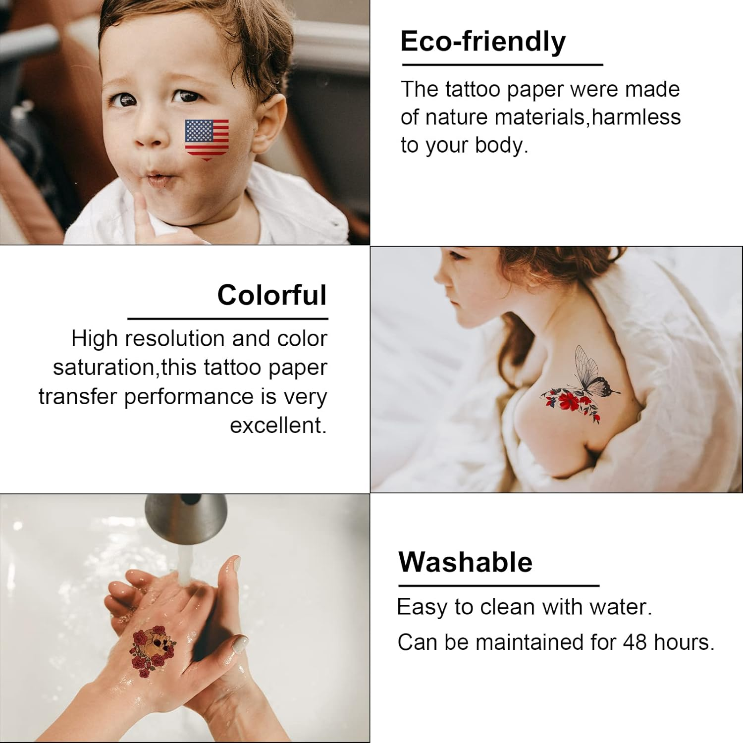 MECOLOUR Printable Temporary Tattoo Paper 8.5"X11"-30 Sets for Inkjet Printer DIY Image Transfer Decal Paper for Skin, for Celebrate Festivals, Parties, Birthday Bashes,New Year image number 5