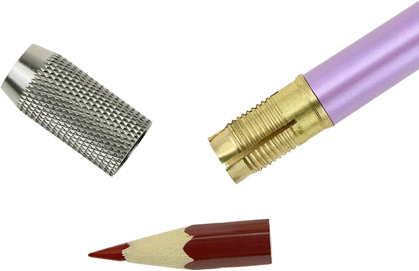 YOUSHARES 6 PCS Pencil Extender Holder for Colored Pencils in Regular Size - Aluminum Assorted Colors Pencil Lengthener image number 1