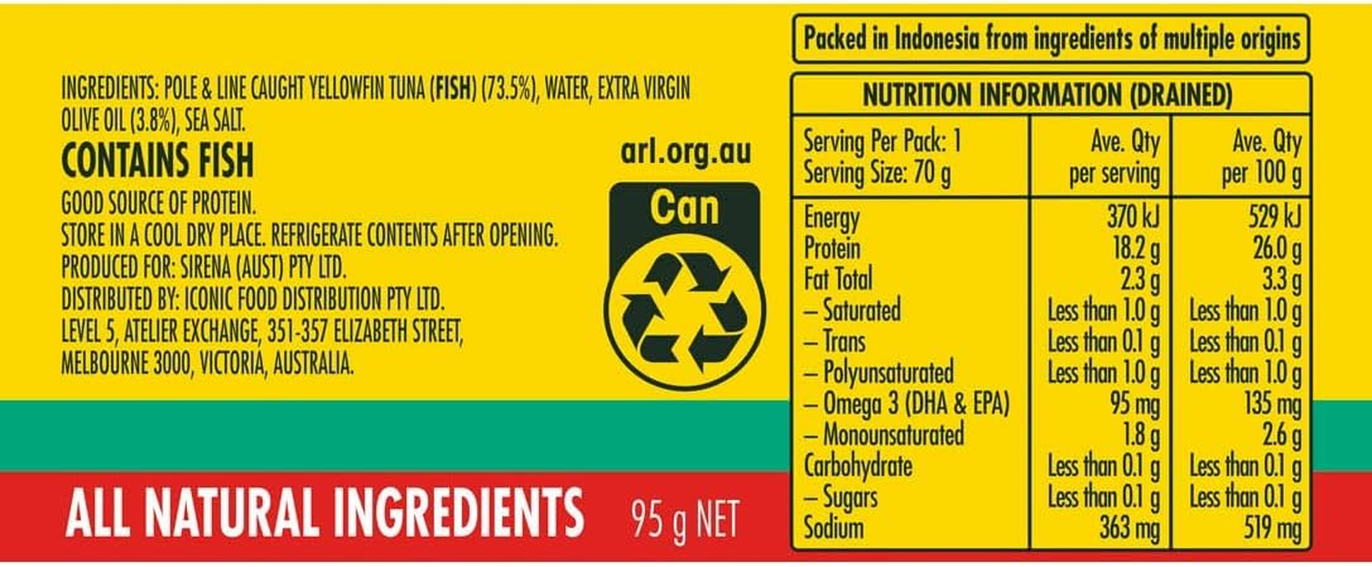 Sirena La Vita Lite Tuna in Oil 185 G image number 2