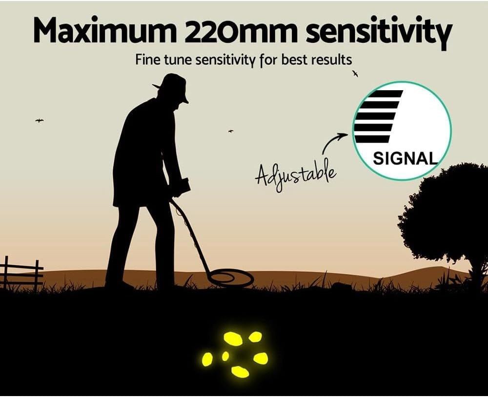 Weisshorn Metal Detector, 220Mm Deep Searching Sensitive Pinpointer Finder Bounty Hunter Portable Tracker Gold Detectors Handheld Outdoor Beach Camping Detecting Equipment, with Headphone LCD Black