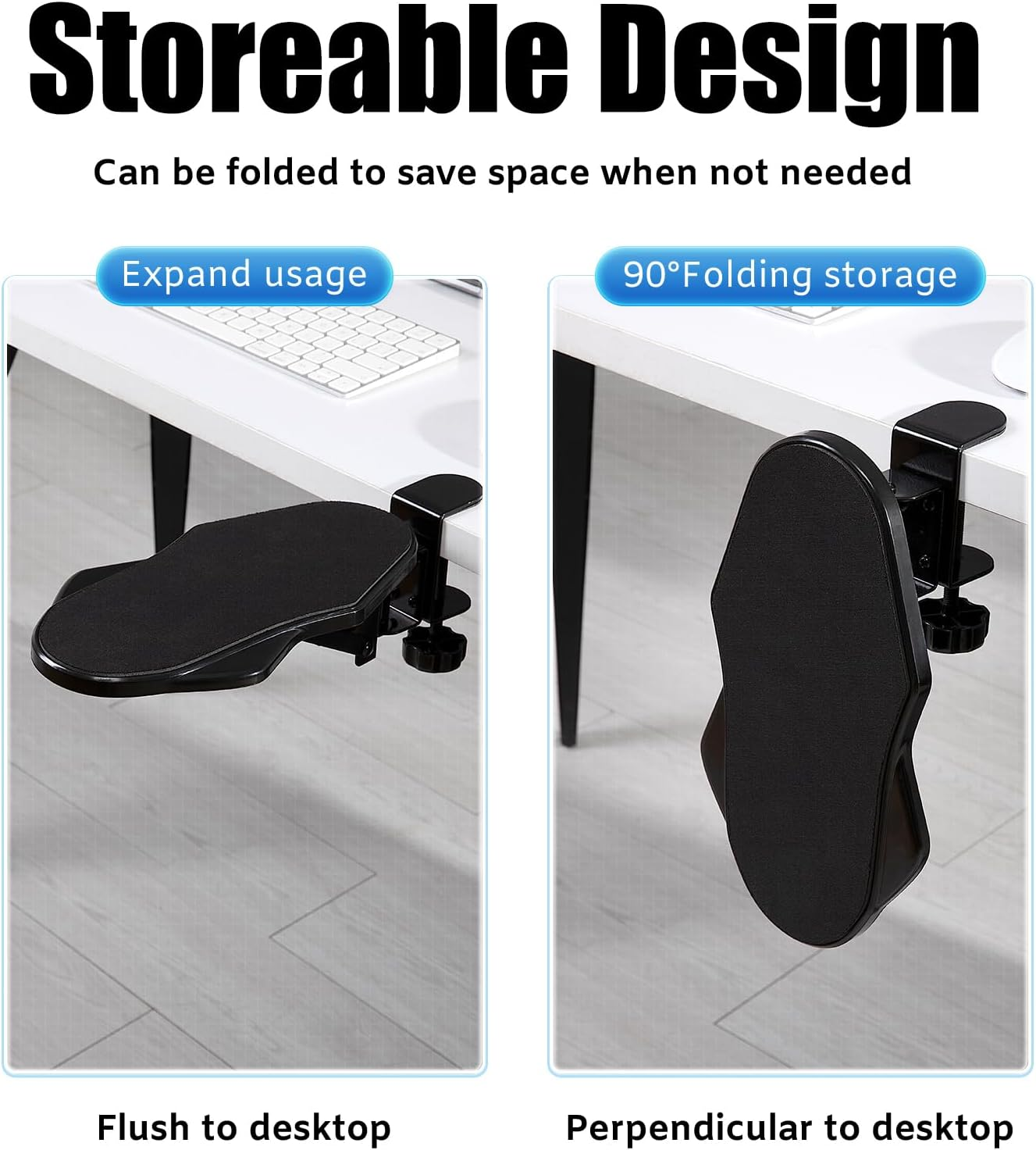 Hovadova Computer Arm Rest for Desk, 180&deg; Adjustable Rotating Desk Extender Tray, 90&deg; Foldable Elbow Arm Support, Ergonomic Desk Arm Wrist Rest Shelf for Home and Office image number 6