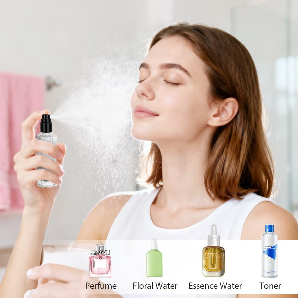 LOPHE Refillable Perfume Atomiser, 4 X 10 Ml, Travel Perfume Atomiser, Mini Perfume for Travel, Bottler, Perfume Bottle, Empty Gifts for Men and Women, Black image number 6