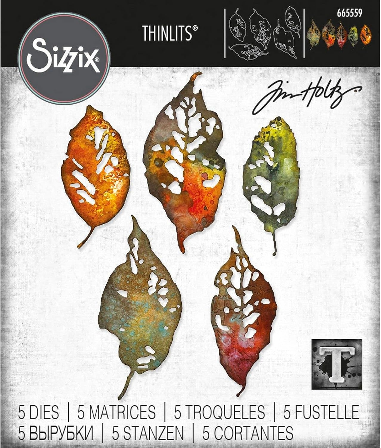 Sizzix Leaves-Metal Stencils Thinlits (5Pcs), Bouquets Trees, Big Shot Embossing, Paper Scrapbooking image number 2
