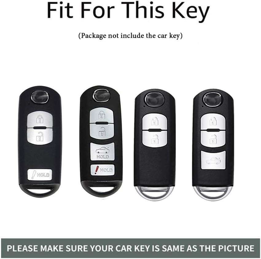 Ontto Metal Car Key Fob Cover Fit for Mazda 2 3 5 6 BL BM GJ Atenza Axela Demio CX3 CX-5 CX5 CX7 CX-9 CX8 2/3/4 Buttons Leather Key Case Shell Key Holder Bag Keyring Keychain Accessories Silver-Green - Black-Borwn image number 7