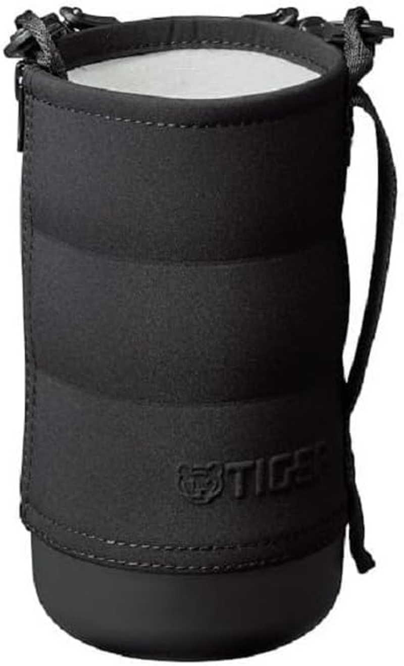 MTA-Z15SKP Tiger Thermos Water Bottle, 0.3 Gal (1.5 L), MTA-B150 Type & MTA-T150 Type Vacuum Insulated Bottle Pouch with Strap, Large Capacity, Machine Washable, Black