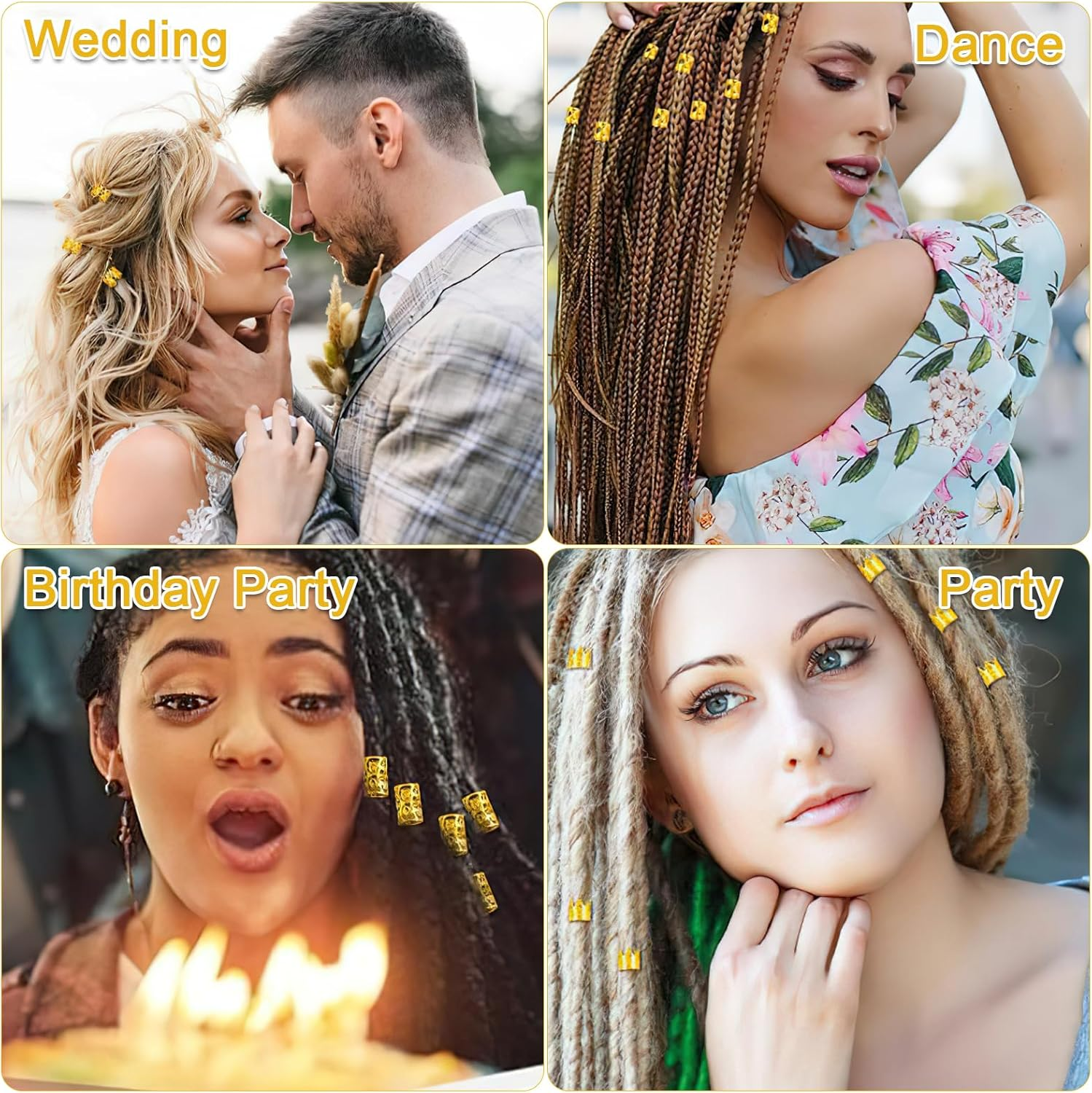 APOMOONS Pack of 260 Gold Hair Accessories for Braids, 17 Types Loc Jewellery for Hair, Golden Hair Accessories, Gold, Hair Beads for Cliping, Dreadlocks Jewellery, Hair Accessory Women and Men image number 6