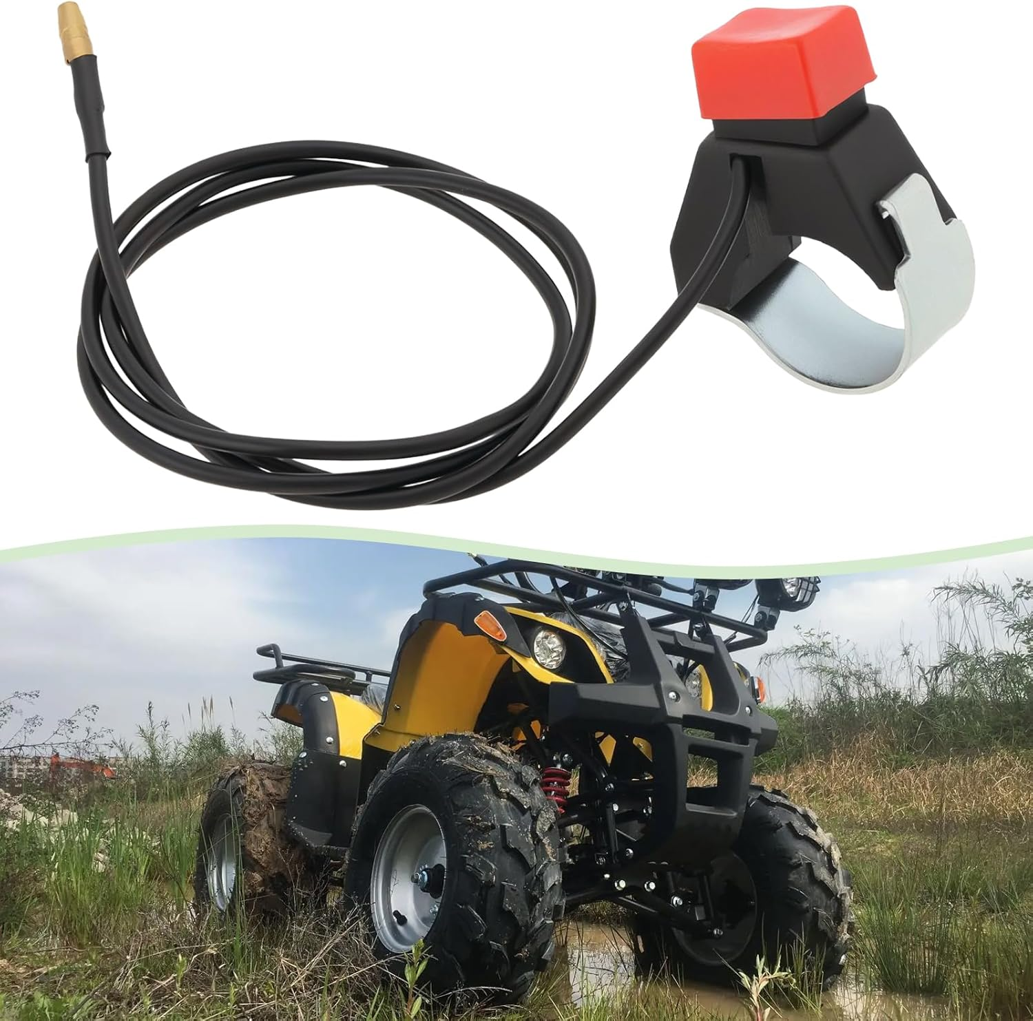 Emagtech 2Pcs Kill Switch Button Motorcycle Kill Switch 22 Mm Handlebar Kill Switch with Cable for 47CC/49CC Mini Moto Quad, Dirt Bikes, Race Bike image number 6