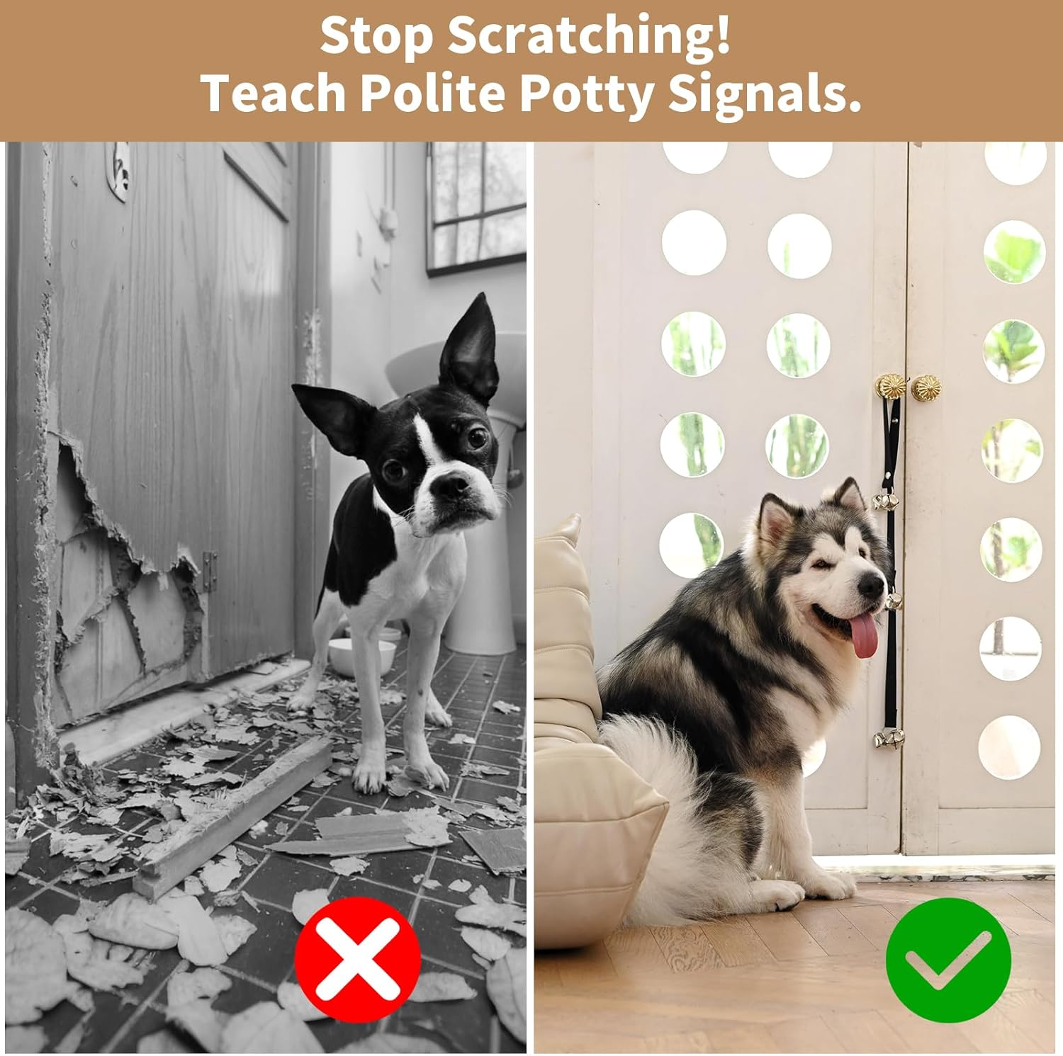 Dog Bells Doorbells for Door Knob/Potty Training/Going Outside-Lounder Jingle, Bigger Bells for Puppy Dogs Doggy Doggie Canine Poochie Pooch Pet Hound Mutt-Cool for Dog Lovers image number 2