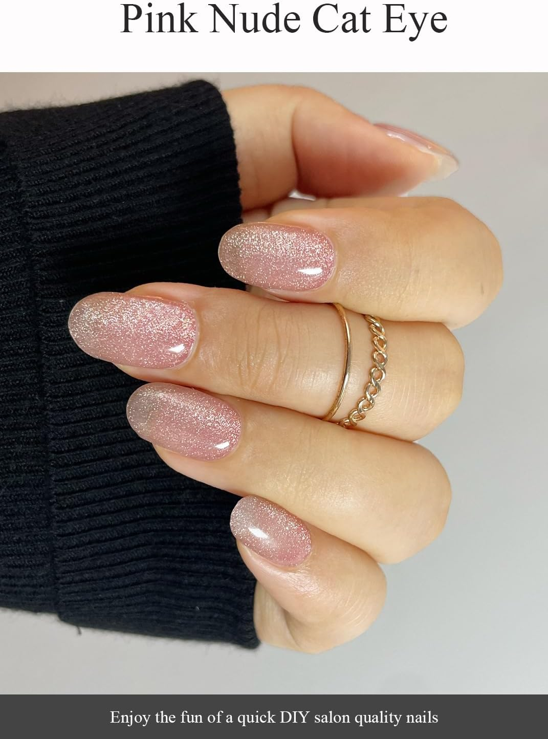 Semi Cured Gel Nail Strips (Baby Blue), 20 Pcs Gel Nail Wraps, Stickers, UV Light Required, Salon Quality, Long Lasting (Pink Nude Cat Eye) image number 5