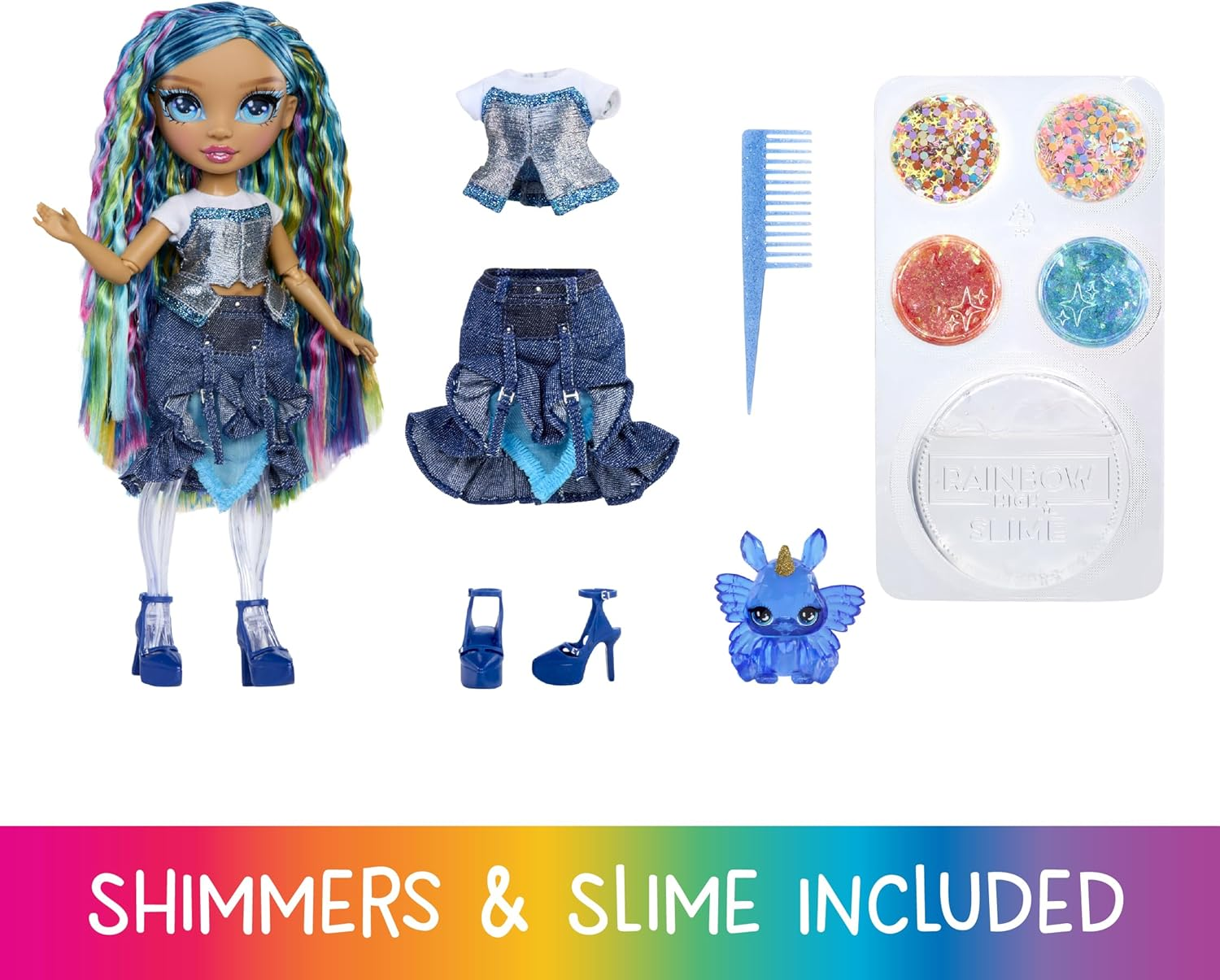 Rainbow High Rainbow Shimmers with Slime &ndash; Skyler, Blue 27Cm Fashion Doll, Create a Rainbow Doll, Slime Kit, Pet Bunny, Kids Gift 4+ image number 6
