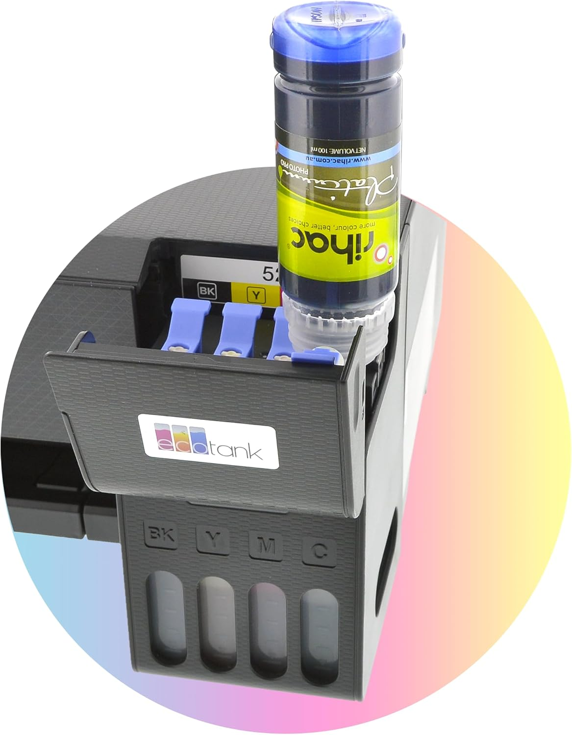 Epson Sublimation Ink Ecotank with ICC Profile for Perfect Results | No Mess Key Nozzle, Eco-Friendly, Non Toxic, Fade Resistant, Cyan Magenta Yellow Black ET-502 ET-512 ET-522 High Yield 70Ml