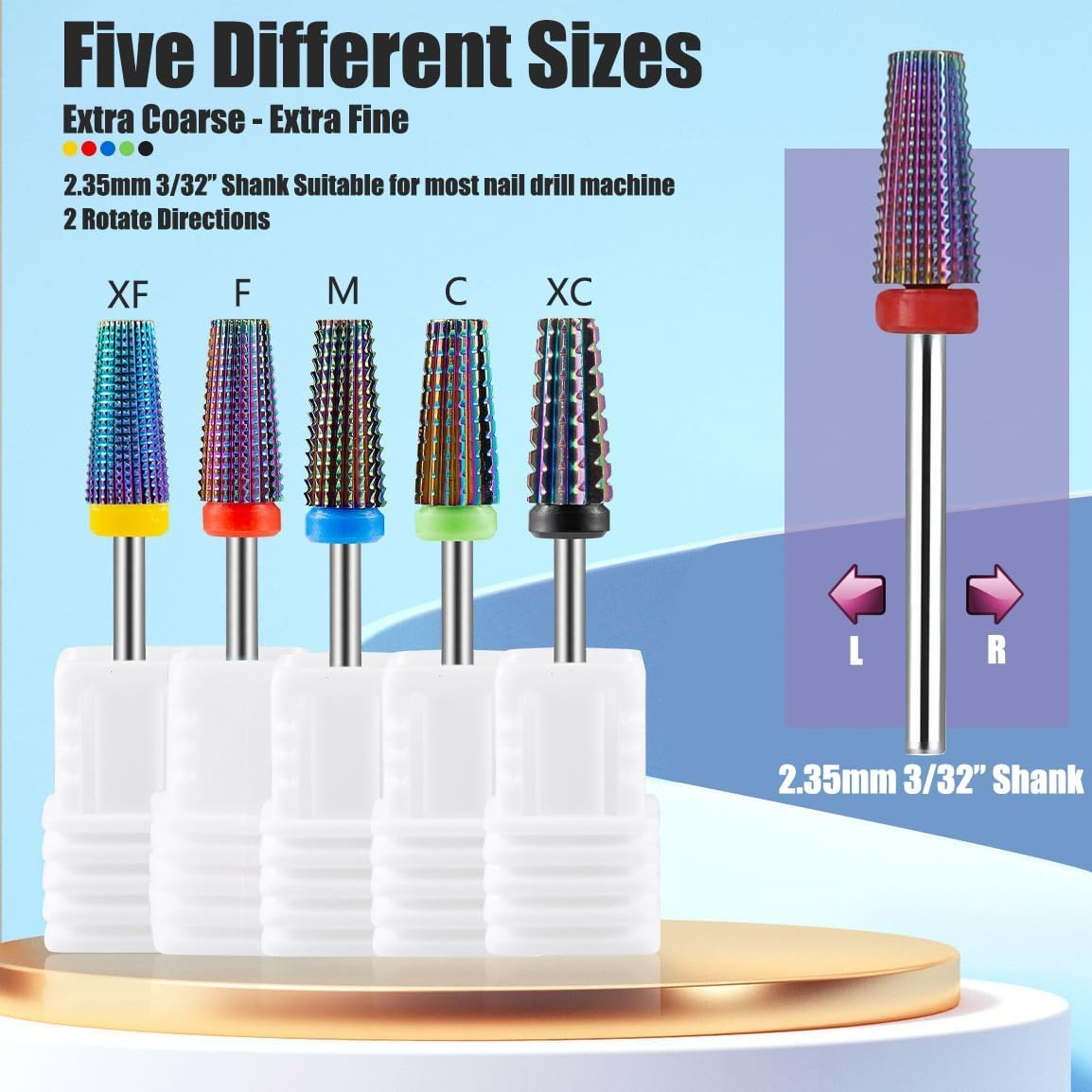 Yakamoz 5Pcs Nail Drill 5 in 1Bits Set, 2.35Mm Shank Carbide Tungsten Multifunctional Cuticle Drill Bits Electric Manicure Nail File Bit for Acrylic Nail & Manicure Pedicure image number 4