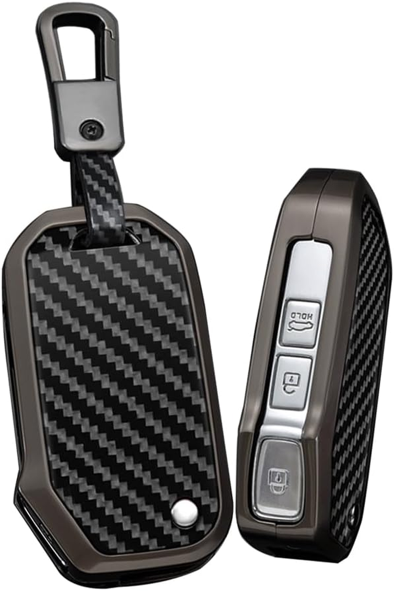 Ontto Alloy Car Key Fob Cover Fit for KIA Sportage R GT Stinger GT Sorento Ceed CD Cerato Forte 2018 2019 Flip Key Case Keyring Smart Key Shell Holder Keychain Protector Accessories Black A