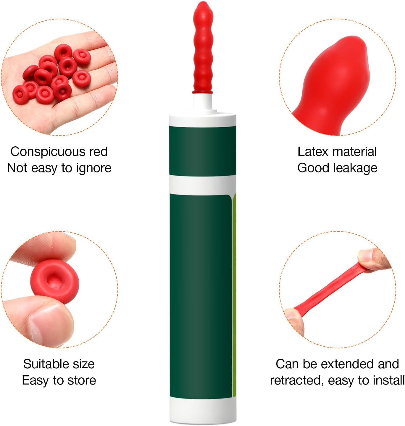 TEHAUX 100Pcs Caulk Caps, Red Silicone Caulk Saver Cap Sealer Caulk Saving Caps Open Caulking Tube Cover Sealer Caulk Nozzle Protective Cover for Sealing and Preserving image number 6