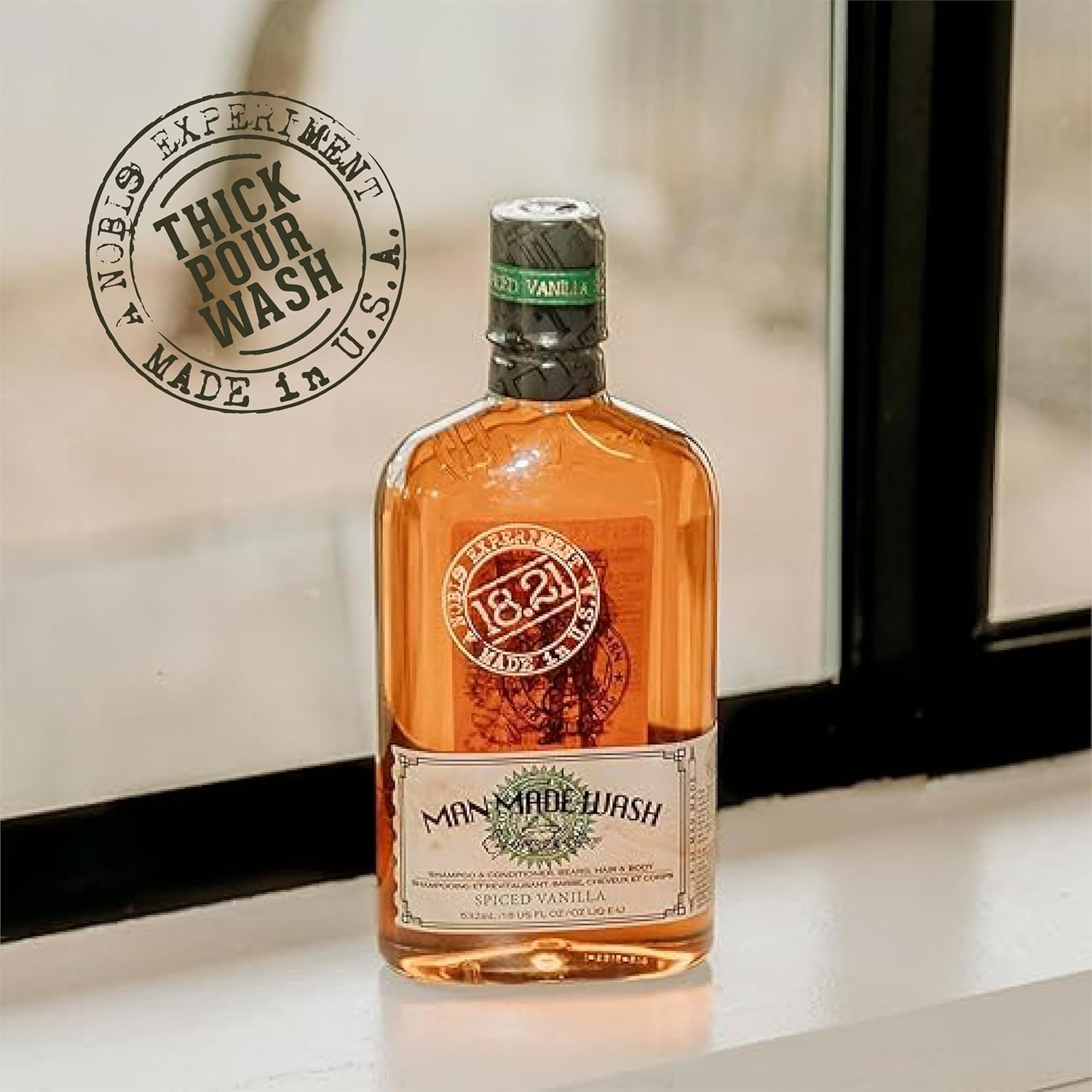 18.21 Man Made Man Made Wash - Spiced Vanilla by 18.21 Man Made for Men - 18 Oz 3-In-1 Shampoo, Conditioner and Body Wash, 532 Ml (Pack of 1) image number 2