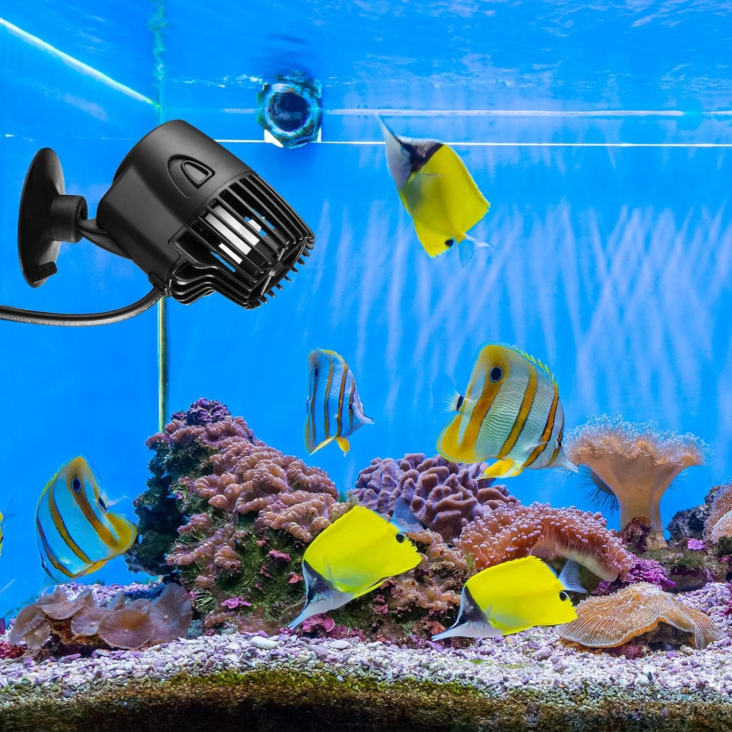 4 Pcs 800 GPH Aquarium Circulation Pump with Magnetic Suction Base 360 Degree Rotating Wave Maker Submersible Aquarium Powerhead Wavemaker for 20-100 Gal Freshwater Saltwater Fish Tank image number 2