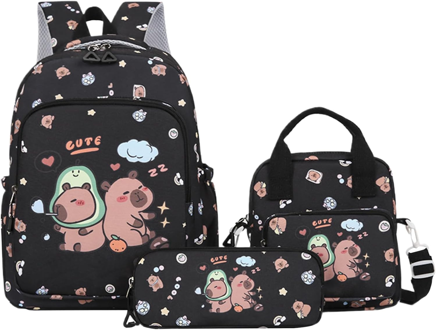 Generico Capybara Bag - Kids Shut off - Cartoon Book Set | Capybara Pencil Case, Lunch for School Travel and Daily Use, Lightweight Organizer for Students and Teenagers