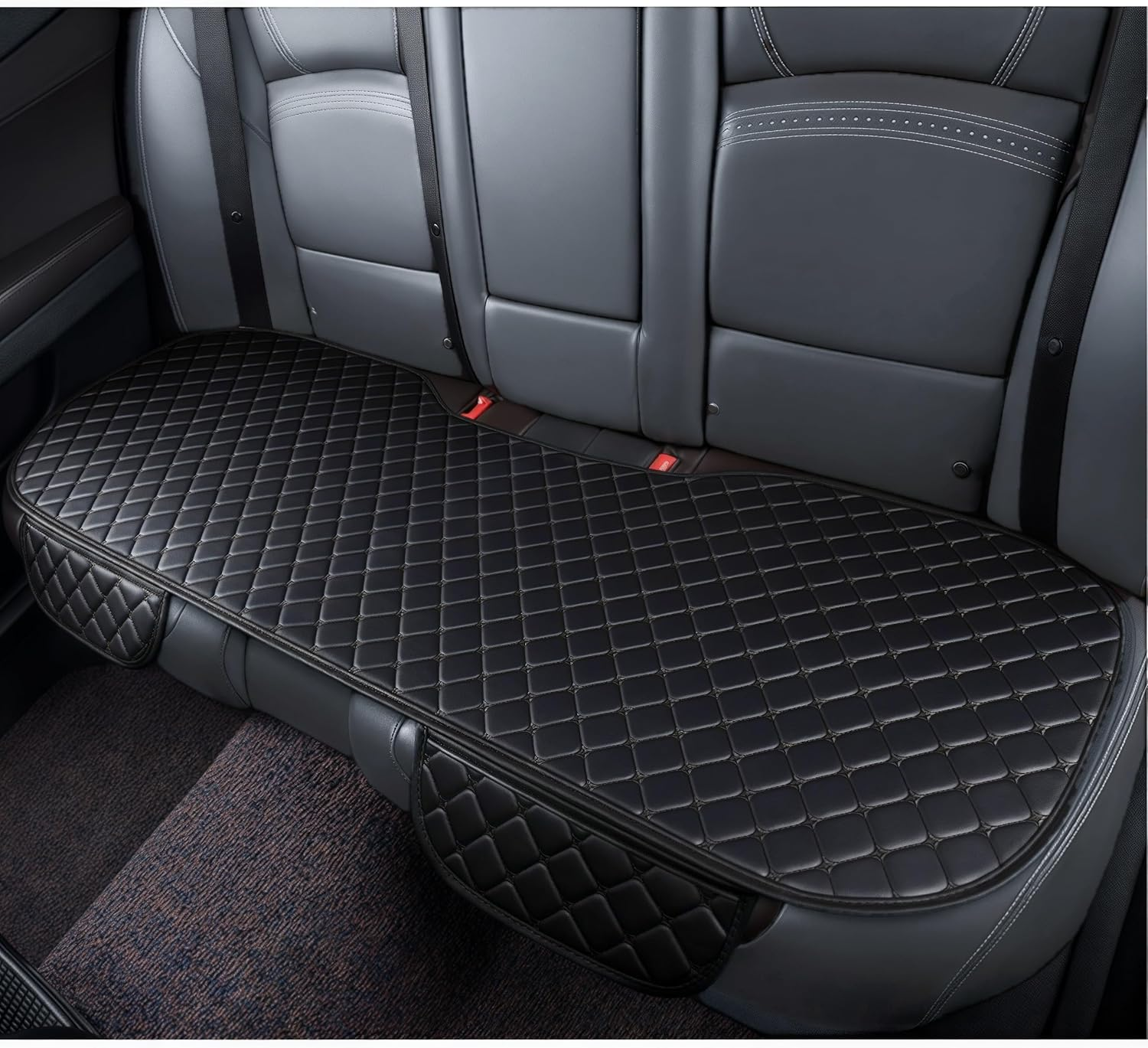 Car Rear Seat Bottom Cushion,58 X 130 Cm Car Vehicle Long Rear Seat Chair Cover Protective Cushion Mat,Van Set,Pu Leather Car Seat Bottom Covers Protectors,For Cars,Trucks and Suvs,Black image number 2