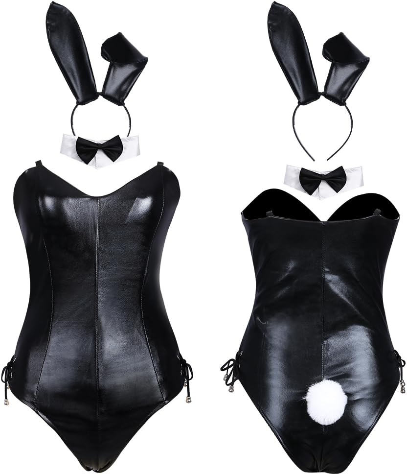 Womens Bunny Girl Senpai Cosplay Costume Outfit Anime Role Cosplay One Piece Bodysuit with Bunny Ear Stockings Set image number 4