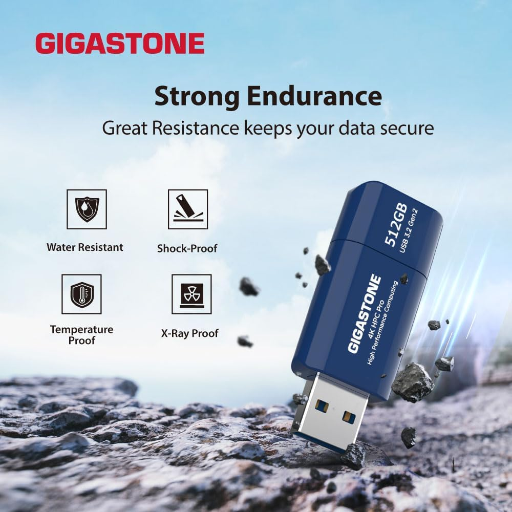 Gigastone Z80 512GB USB 3.2 Gen2 Flash Drive, High Speed 1000Mb/S, Capless Retractable Design Pen Drive, Carbon Fiber Style, Reliable & Durable, USB 2.0 / USB 3.0 / USB 3.1 Interface Compatible image number 5