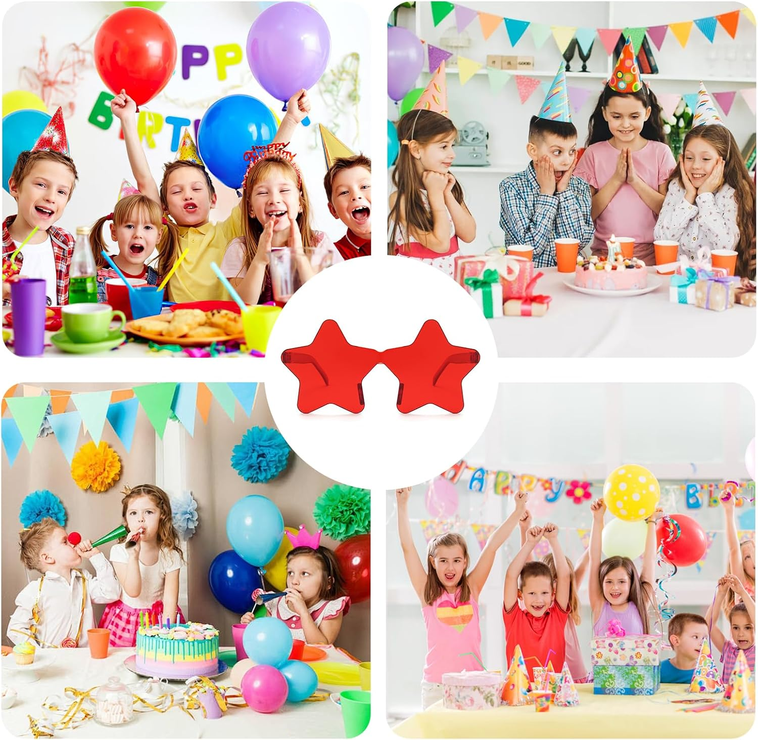 MEIYUETAOSI 15 Pcs Star Sunglasses, Rimless Star Shaped Glasses Clear Color Glasses image number 1