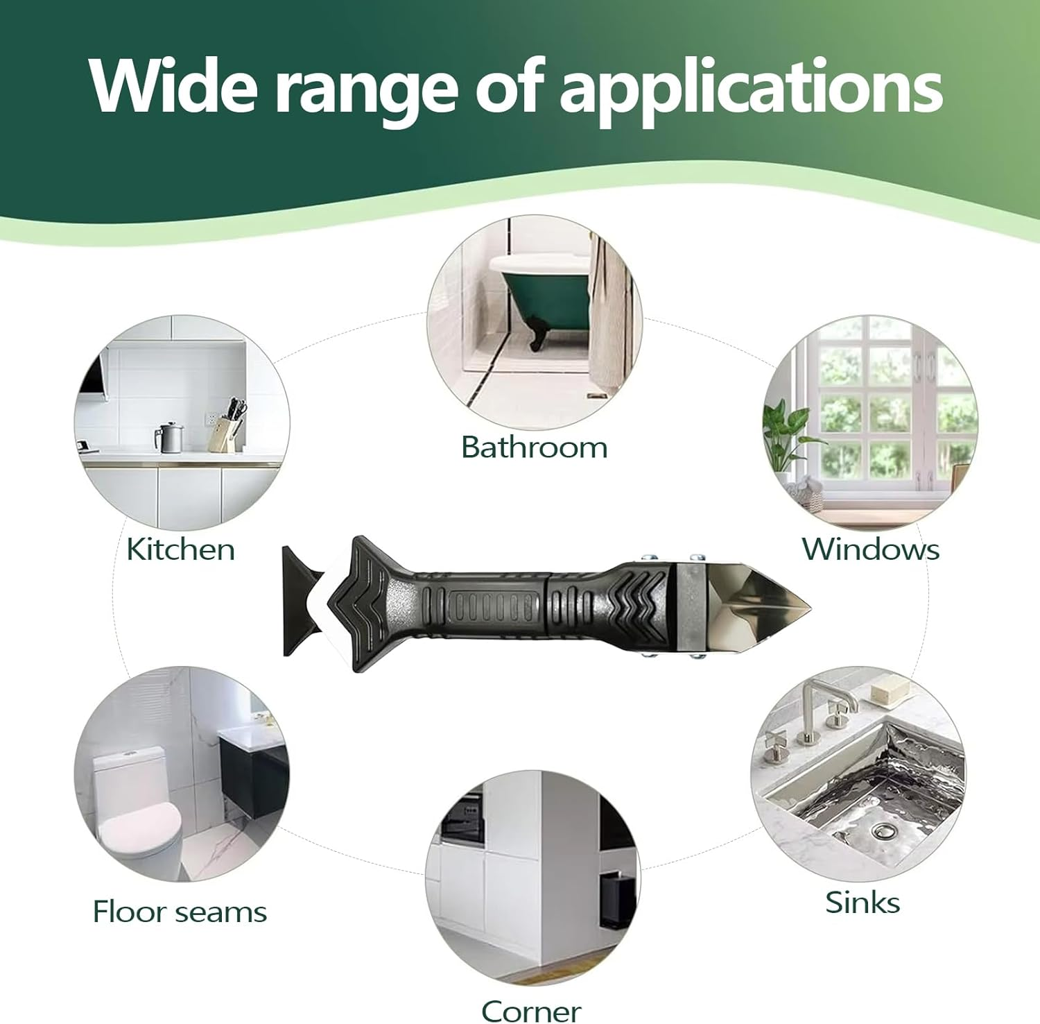 MEIYUETAOSI Caulking Removal Tool 3 in 1 Generic Silicone Caulking Tools, Grout Removal Tool, with Grout Scraper, 6 Exchange Silicone Pads for Bathroom, Kitchen, Floor, Sink Joint (White) image number 5