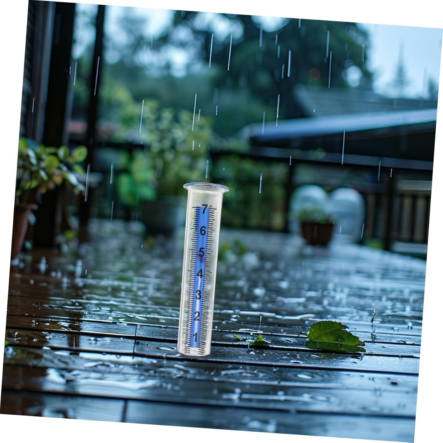 SUPVOX 4PCS Transparent Rain Gauge Tubes with Blue Base Accurate Outdoor Water Measurement for Garden Lawn Backyard School Weather Science and Greenhouse Use image number 5