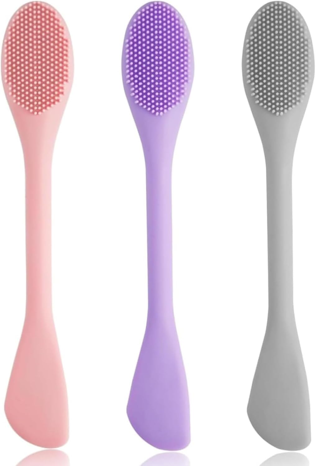 Yeanifeana 3 Pack Silicone Pore Scrubber Brush, 2 in 1 Pore Cleaning Brush for Face, Blackhead Remover Tool for Clay Mud & Charcoal Mask, Gentle Exfoliator (Pink+Purple+Gray) image number 1