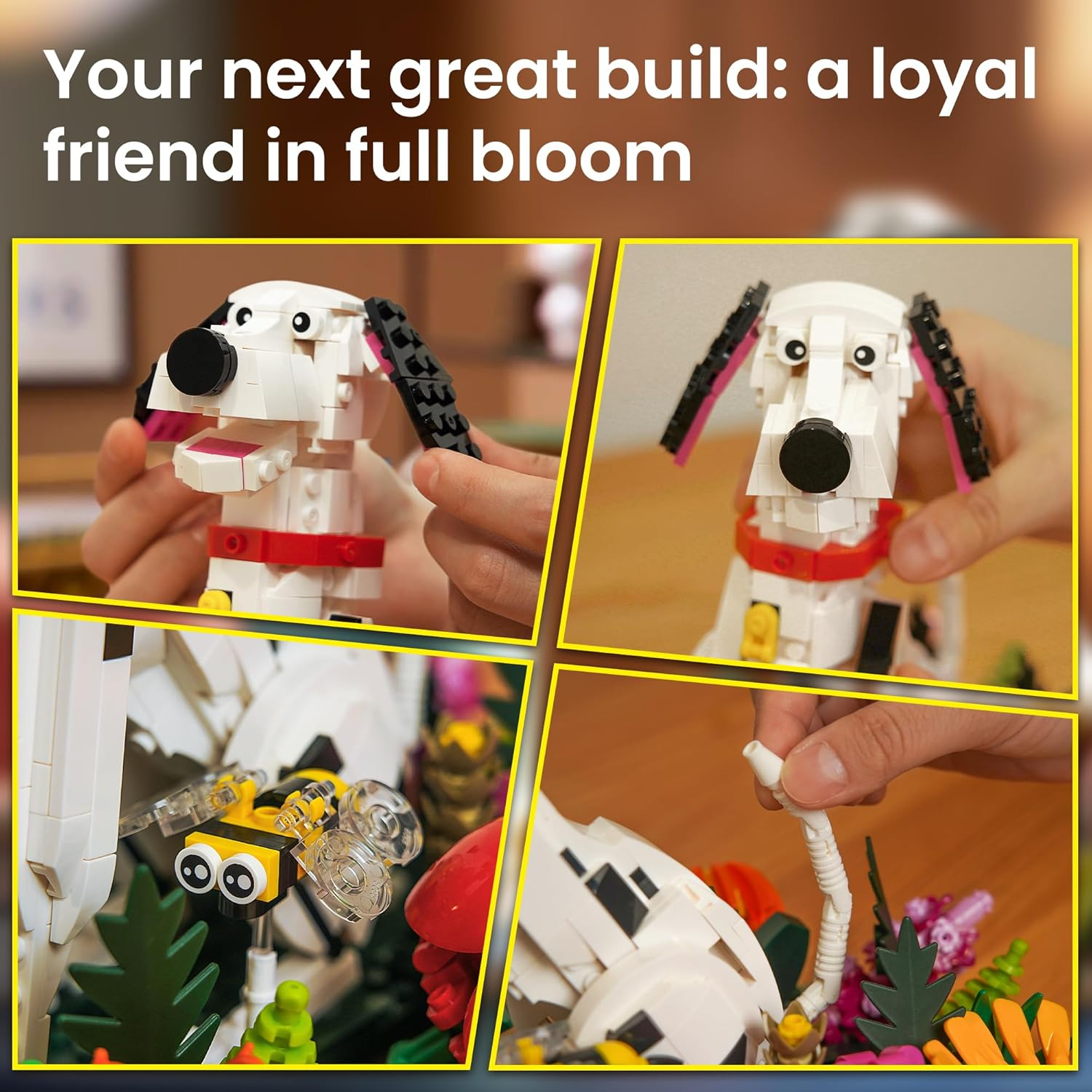 Sillbird Dalmatian Flower Dog Construction Kit for Children & Adults, Puppy Construction Set with Flowers, Christmas & Birthday for Animal & Plant Lovers, from 10 Years (1097 Pieces) image number 2
