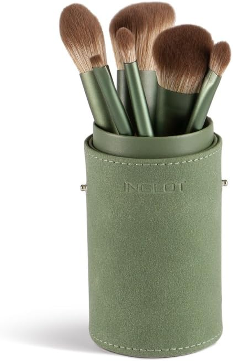 INGLOT Brush Tube Makeup Set - 6 Professional Synthetic Brushes in a Stylish Green Travel Bag | Ideal for Everyday Use and Travel | for Face, Eyes and Eyebrows | image number 2