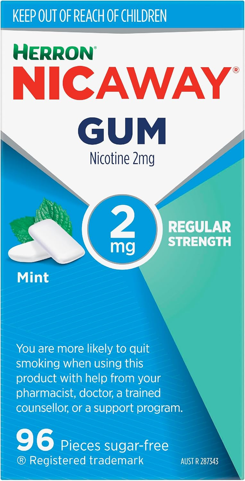 Nicaway 2Mg Stop Smoking Mint Gum (Pack of 96) image number 3